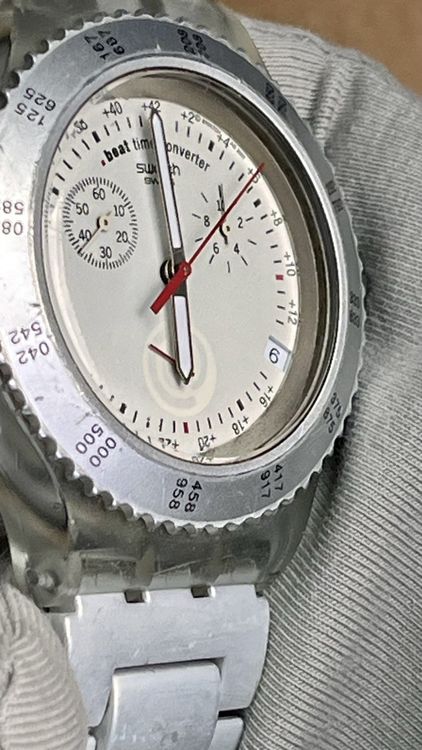 Swatch Orologi: Vintage Swatch Uhr, Chronograph, Alu Band  – Usato da Grenchen venduto da chththl 4