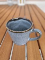 6 Neue Keramik Tassen, blau-grau meliert