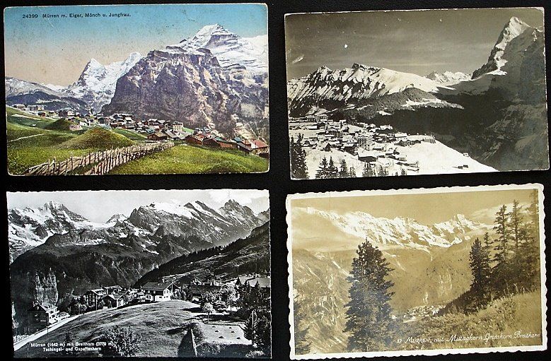 Cartoline postali: 4 Ansichtskarten MÜRREN m. Eiger Mönch u. Jungfrau – Usato da Jona venduto da philajona