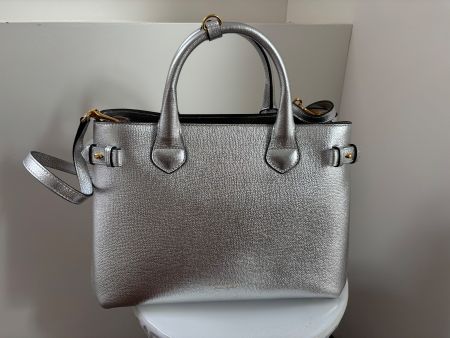 BURBERRY PRORSUM Leder Handtasche Silber/ Tartanmuster
