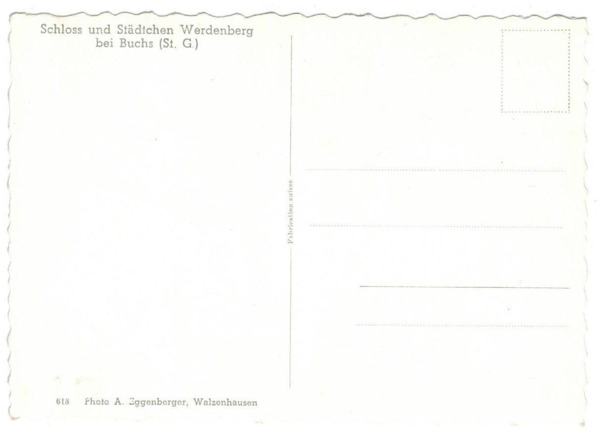Cartoline postali: AK Schloss Werdenberg bei Buchs SG – Usato da Zürich venduto da Tolima194 1