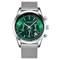 🇺🇸 ⓇHerrenuhr Stührling New York Chrono Mesh Grün NEU