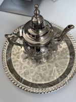 Teekanne mit Tablett orientalisch versilbert