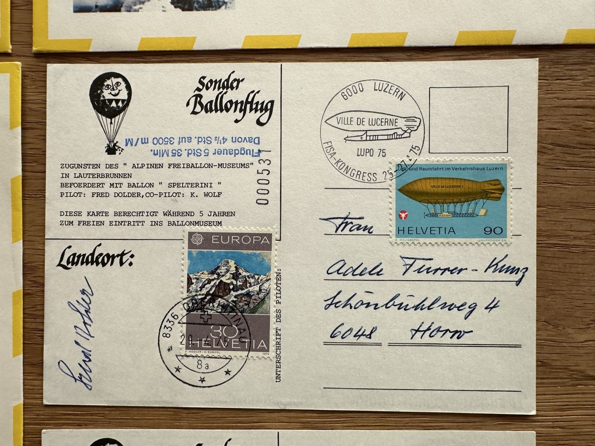 Alle Briefmarken: Schweiz - 5x Ballonflug – Gebraucht aus Schmitten / FR von Samsara169 4