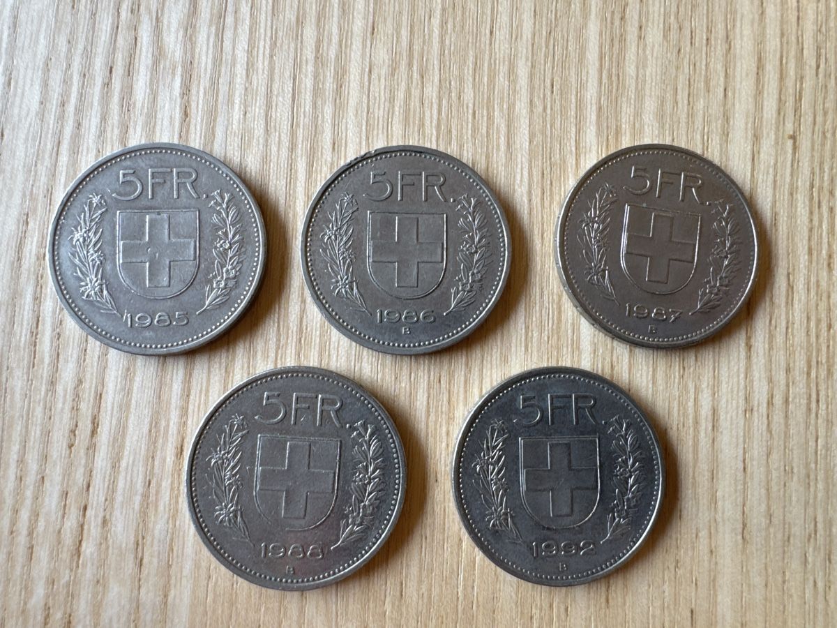 Tutti le monete: 5 Schweizer Franken vertiefte Randschrift – Usato da Unterwasser venduto da Kaiser1652