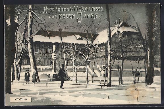 Cartoline postali: Alt-Basel, Strassenpartie mit Denkmal im – Usato da Berlin venduto da bartko-reher