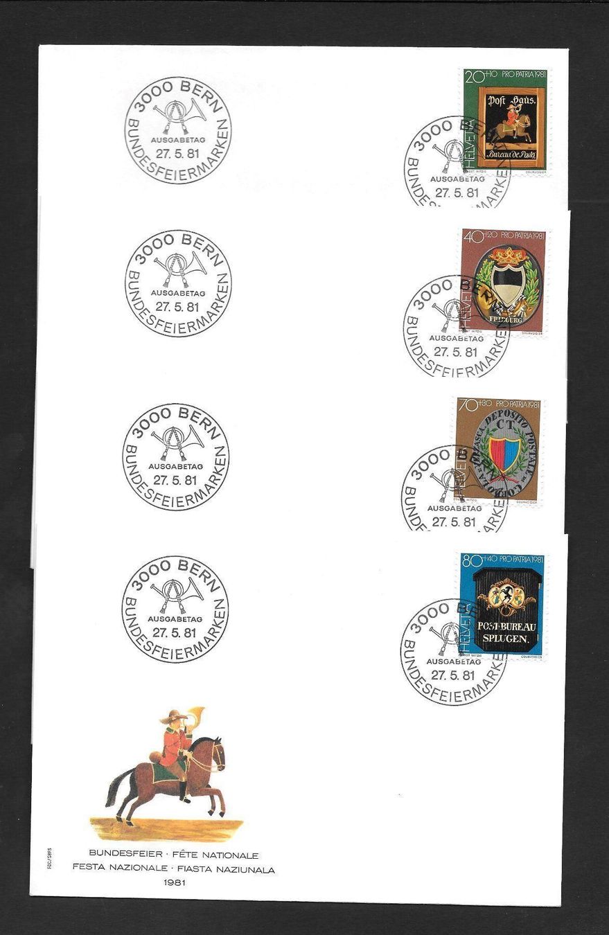 Tutti i francobolli: 4 FDC Pro Patria 1981 Serie Einzelmarken ET Bern 27.5.1981 – Nuovo (secondo la descrizione) da Olten venduto da clotaldi