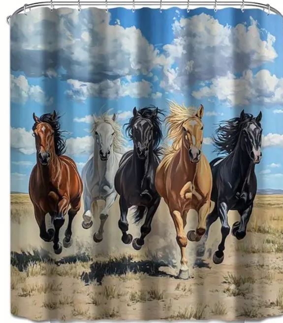 Vorhänge: Duschvorhang Pferde 200x180 cm – Neu und originalverpackt aus Langenbruck von Gumsi