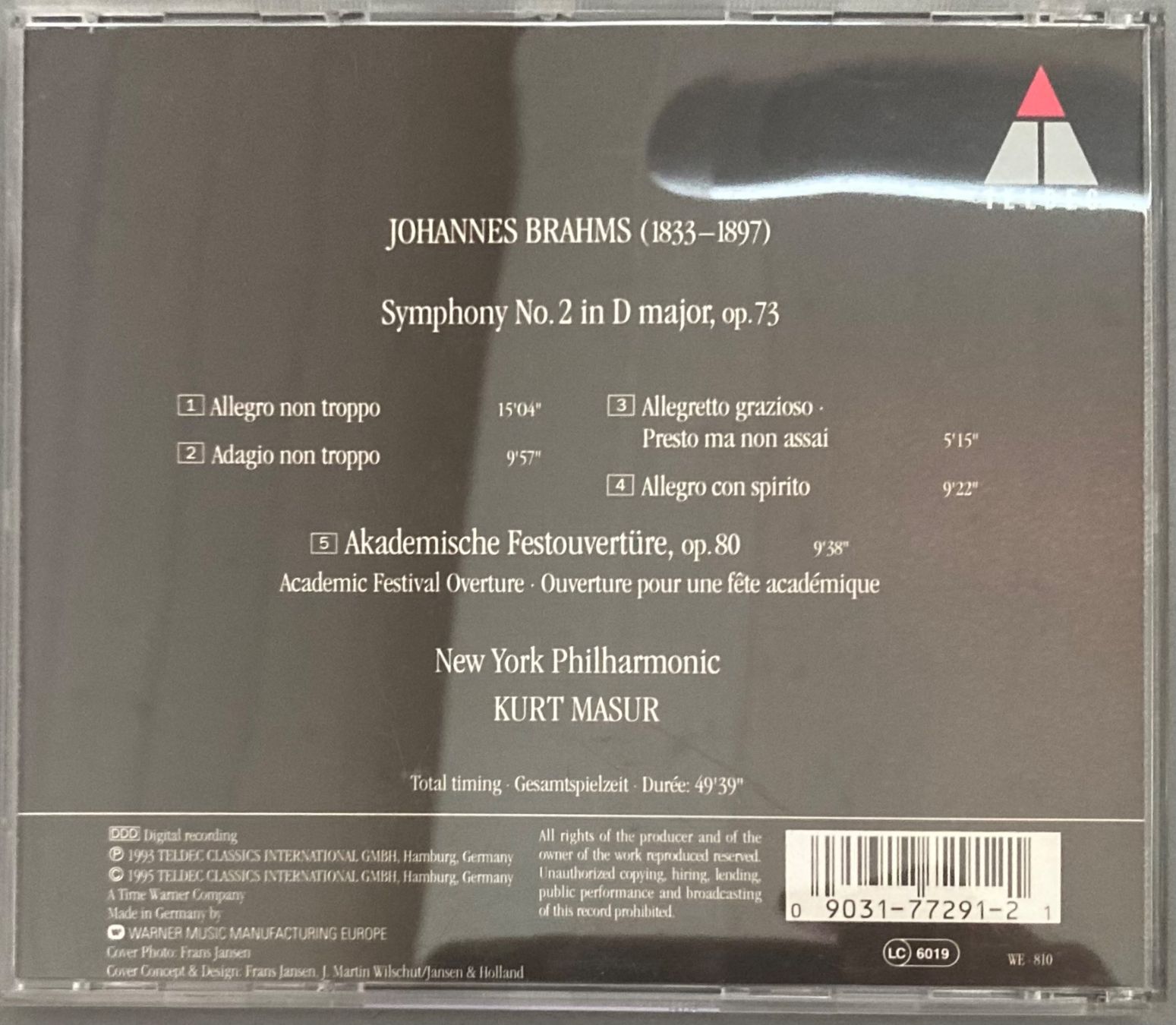 CDs: BRAHMS.... - SYMPHONY NO.2 / ACADEMIC FESTIVAL OVERTURE – Gebraucht aus Poliez-Pittet von Newtown-Records 1
