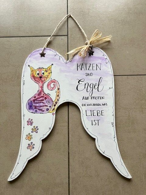 Wandtattoo Spruch „Hunde Und Katzen Sind Engel...“ – 1000x600 Mm, Selbstklebend, Schwarz