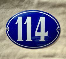 Antikes Emaille-Hausnummernschild "114" Schweiz