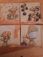 4 Aufhängebilder von Pimboli, Serviettentechnik/ cadre