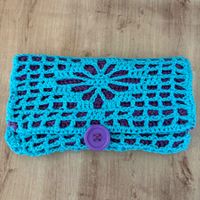 Hübsche Häkeltasche, Türkis / Violett, aufwändiges Unikat