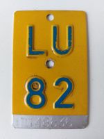 Velonummer LU 82 Mofanummer gelb plaque Mofa