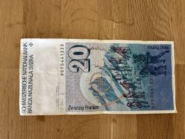 Billet 20 Francs Suisse 2ème série bon état