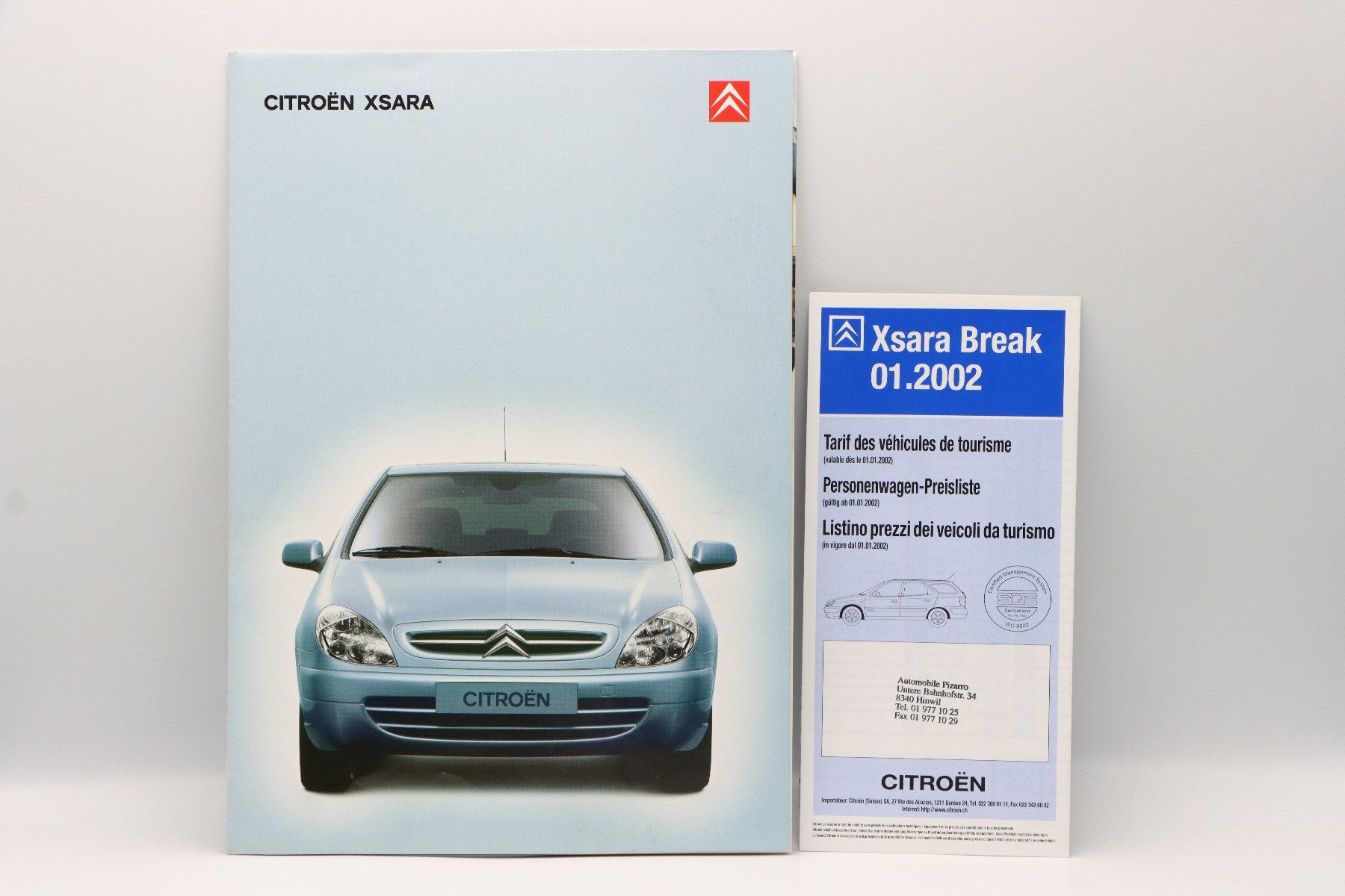 Citroën Dokumente: Citroen Xsara 2000 Prospekt + Preisliste 2002 – Gebraucht aus Bühl b.Aarberg von Collectorpassions