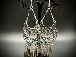 Vintage Ohrringe, Silber und Türkis farbe