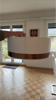 Cylindrical Pendant Lamp White with Copper Rim