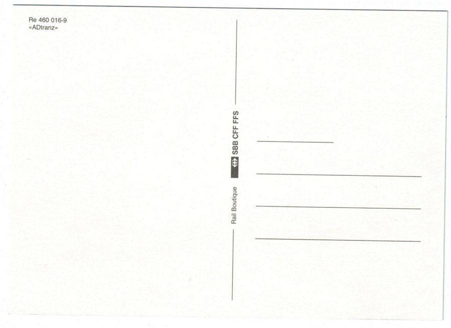 Cartoline postali: SBB Re 460 016-9 Werbelok ADtranz – Usato da Frauenfeld venduto da POML 1