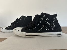 Getragene schwarze Venice Schuhe mit Reissverschluss, Gr. 42