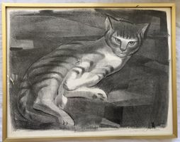 Heinrich Müller (1903–1978) - Lithografie - Ruhende Katze