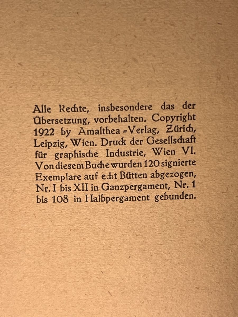 Bücher: Amalthea Almanach 1922 Limitierte Auflage – Gebraucht aus Muralto von dan_pf8r 2