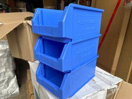 3 neue Sichtlagerboxen,L 343 x B 209 x H 145 mm, 7,5 l, blau