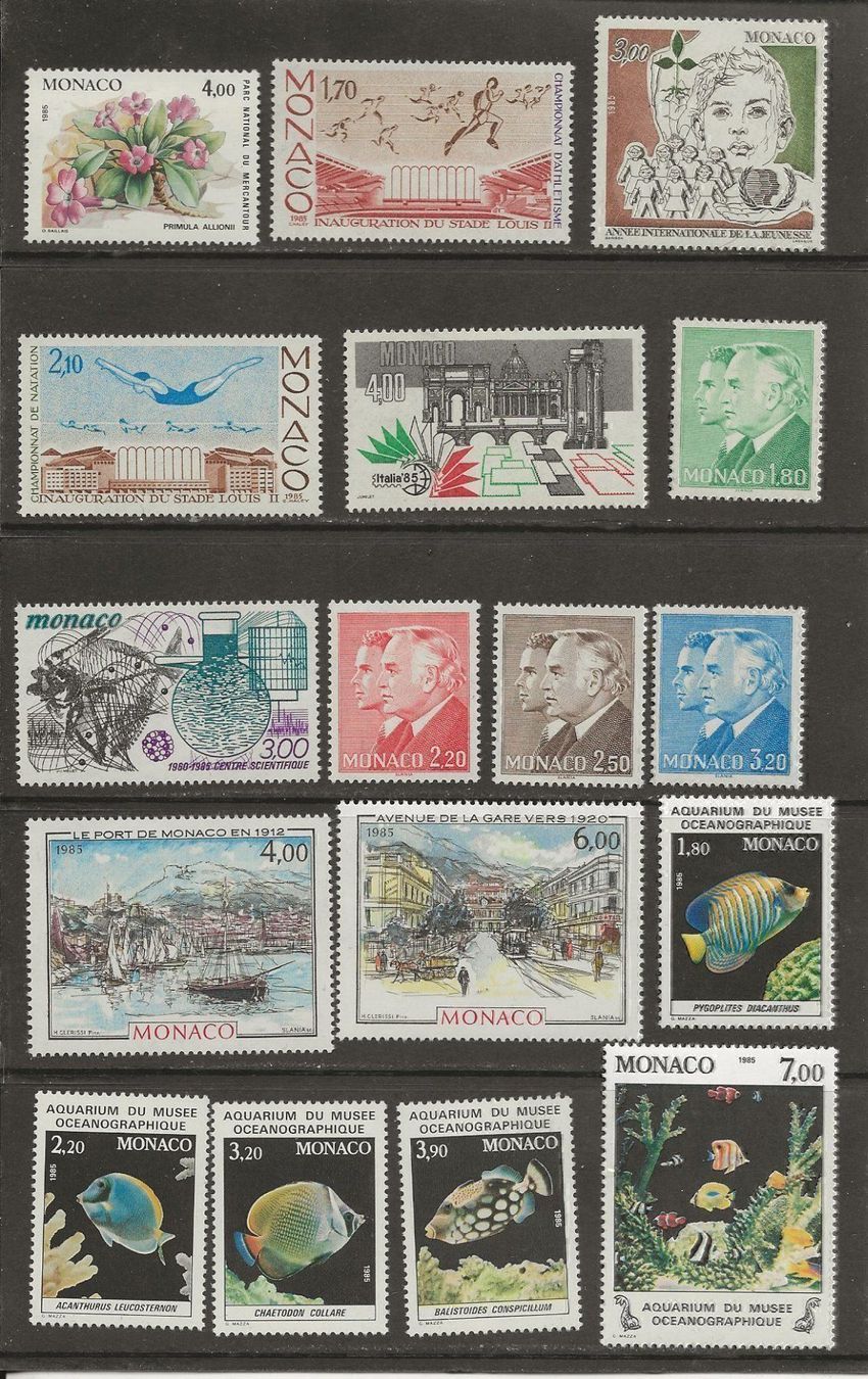 Tutti i francobolli: Monaco Année 1985 complète + blocs ** – Nuovo (secondo la descrizione) da Sion venduto da PierreP01 1