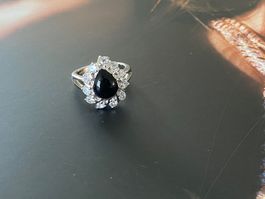 925 Silber Ring mit schwarzem Onyx – Vintage Style
