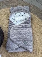 Sleepee baby swaddle grey quilted teddy hood good state