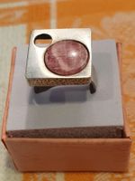 1960/70er Designer Ring in 925er Silber + Rhodochrosit