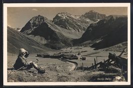AK Sertig-Davos, Teilansicht mit Jungen