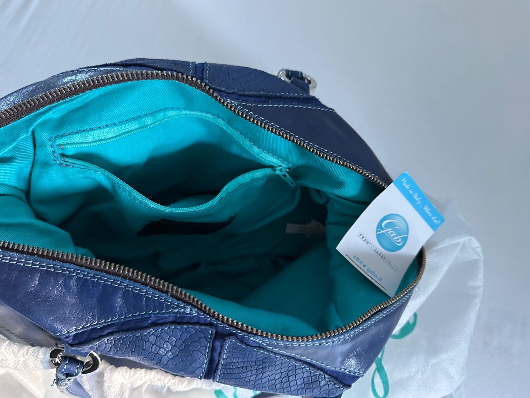 Gabs Borse da donna: Gabs Ledertasche gemustert - Dunkelblau, Top Zustand – Usato da Schaffhausen venduto da Guckyy 3