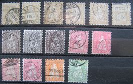Sitzende Helvetia Lot Faserpapier gestempelt, Kat. 750.--