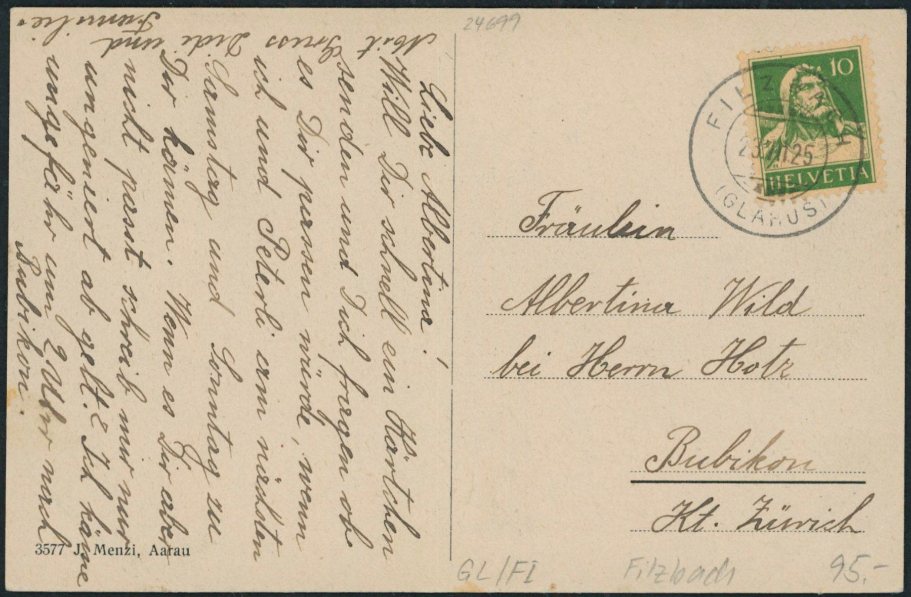 Cartes postales: GL Filzbach – D'occasion à Schindellegi par stationary 1