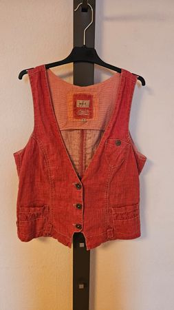 NILE Damen-Weste, pink/rot, Gr. M – 100 % Leinen