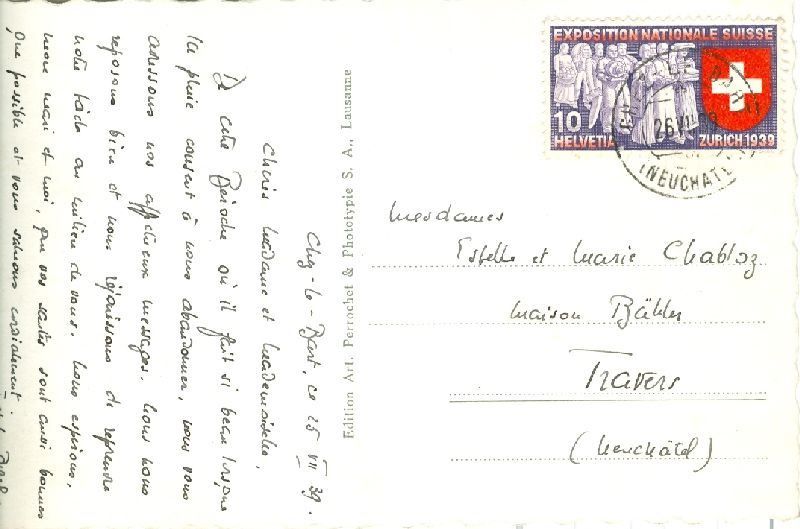 Cartoline postali: Chez-le-Bart et Gorgier + 1939 TOP – Usato da Emmenbrücke venduto da teestube 1