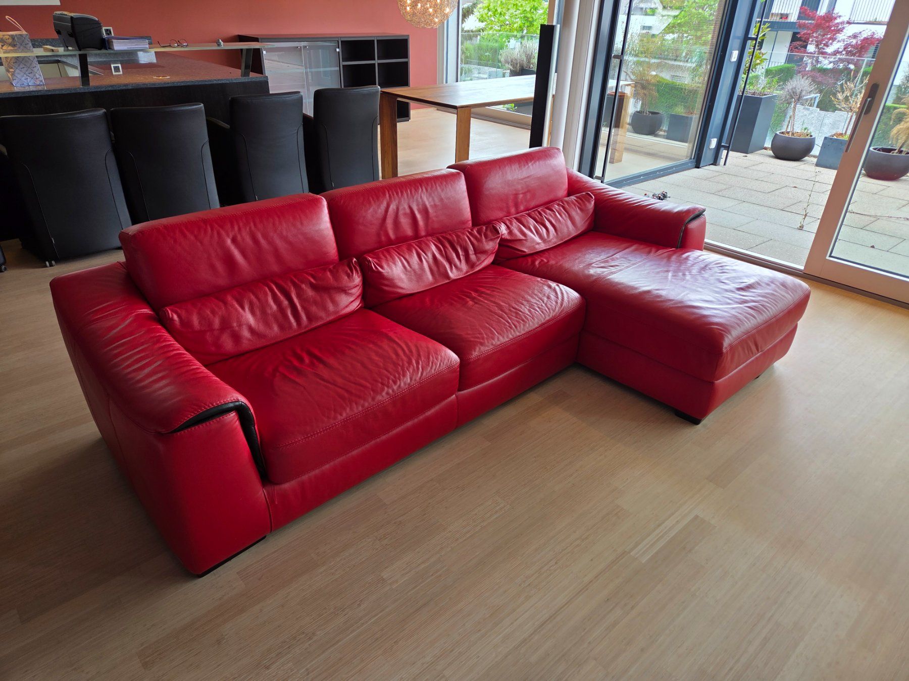Divani: Stylisches Ecksofa Echtleder Rot - Mach ein Angebot – Usato da Zürich venduto da pat_2frc
