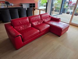 Stylisches Ecksofa Echtleder Rot - Mach ein Angebot