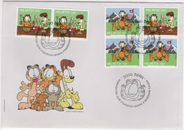 Garfield Serie im Paar + ZD aus Markenheftchen auf off. FDC