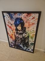 Naruto Manga ("Sasuke") Canvas Print on Black Wooden Frame