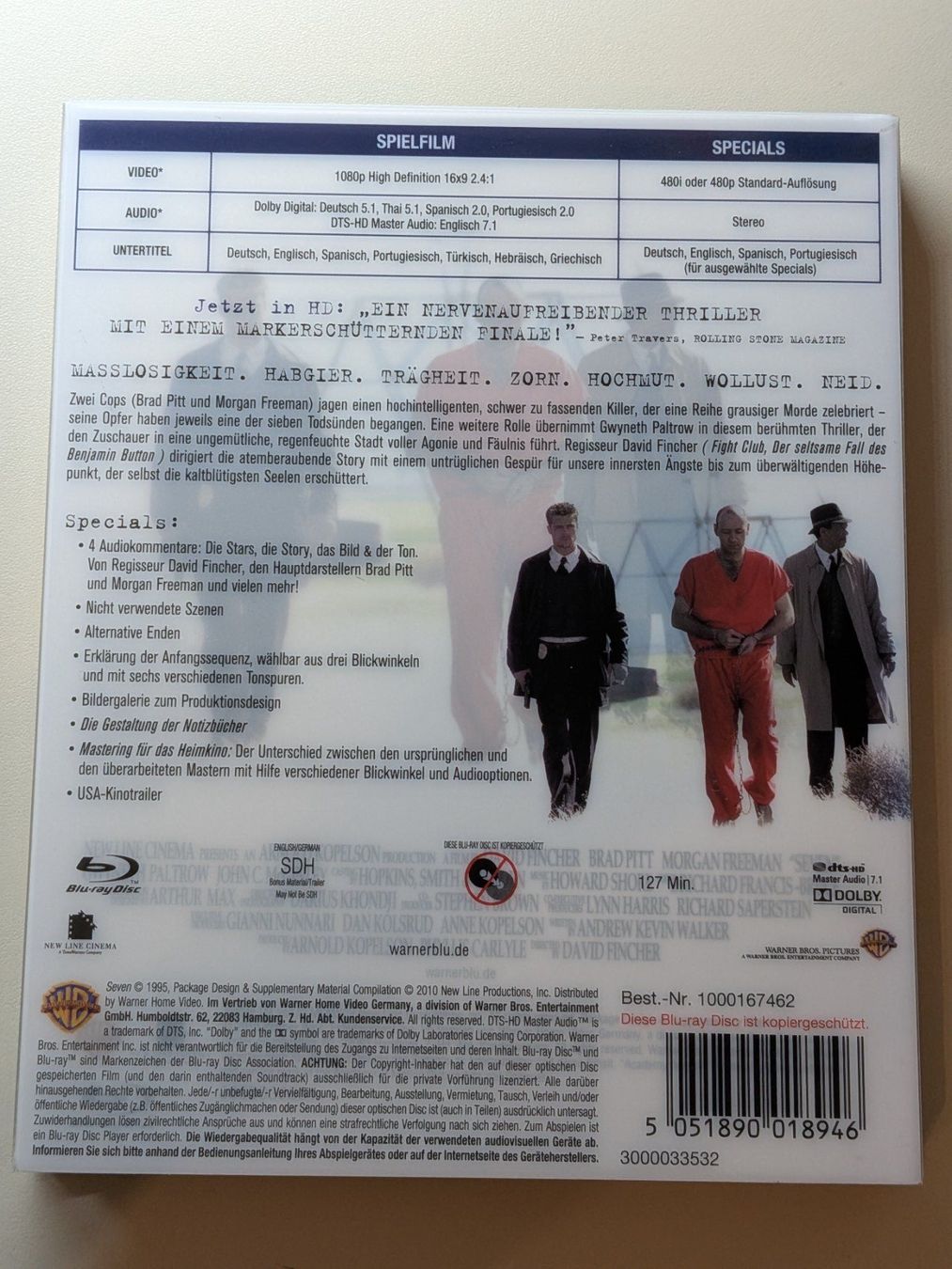 Tutti i DVDs: "Sieben - Mediabook" mit Brad Pitt [Blu-ray] – Usato da Port venduto da gecotom 1
