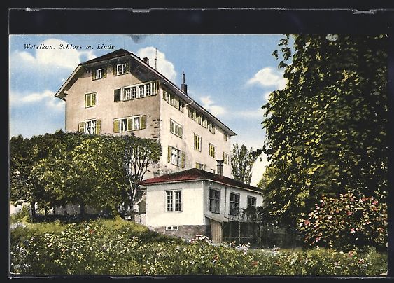 Cartoline postali: AK Wetzikon, Schloss mit Linde, 1947 – Usato da Berlin venduto da bartko-reher