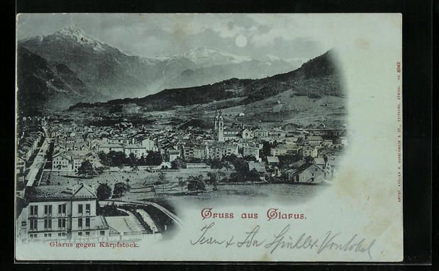 Cartoline postali: AK Glarus, Glarus gegen Kärpfstock – Usato da Berlin venduto da bartko-reher