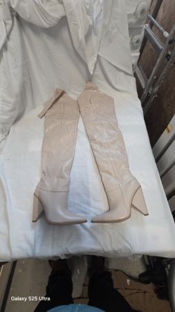 Echtleder Overknee Stiefel Beige/Nude – Gr. 35 (IT 5)