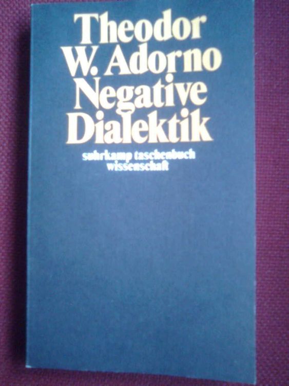 Theodor W Adorno Negative Dialektik | Kaufen auf Ricardo