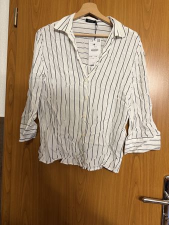 Damen Bluse gestreift Weiss Schwarz Grösse S neu mit Etikett