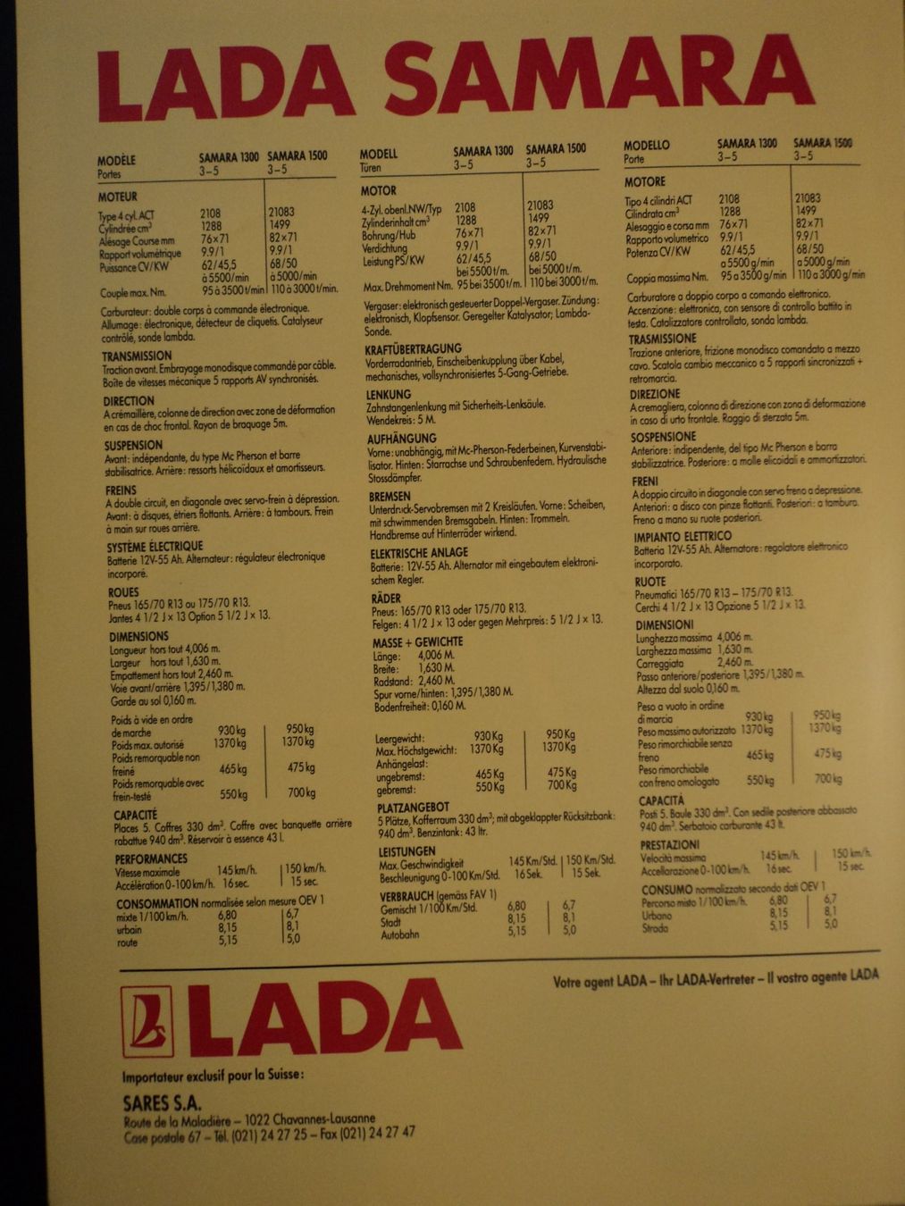Lada Documents: Prospekt Lada Samara – D'occasion à Schwarzenburg par modelCARama 3