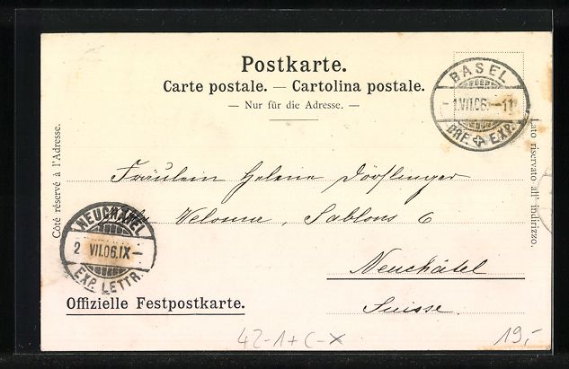 Cartoline postali: Basel, IV. Kantonal-Schützenfest 1906,  – Usato da Berlin venduto da bartko-reher 1