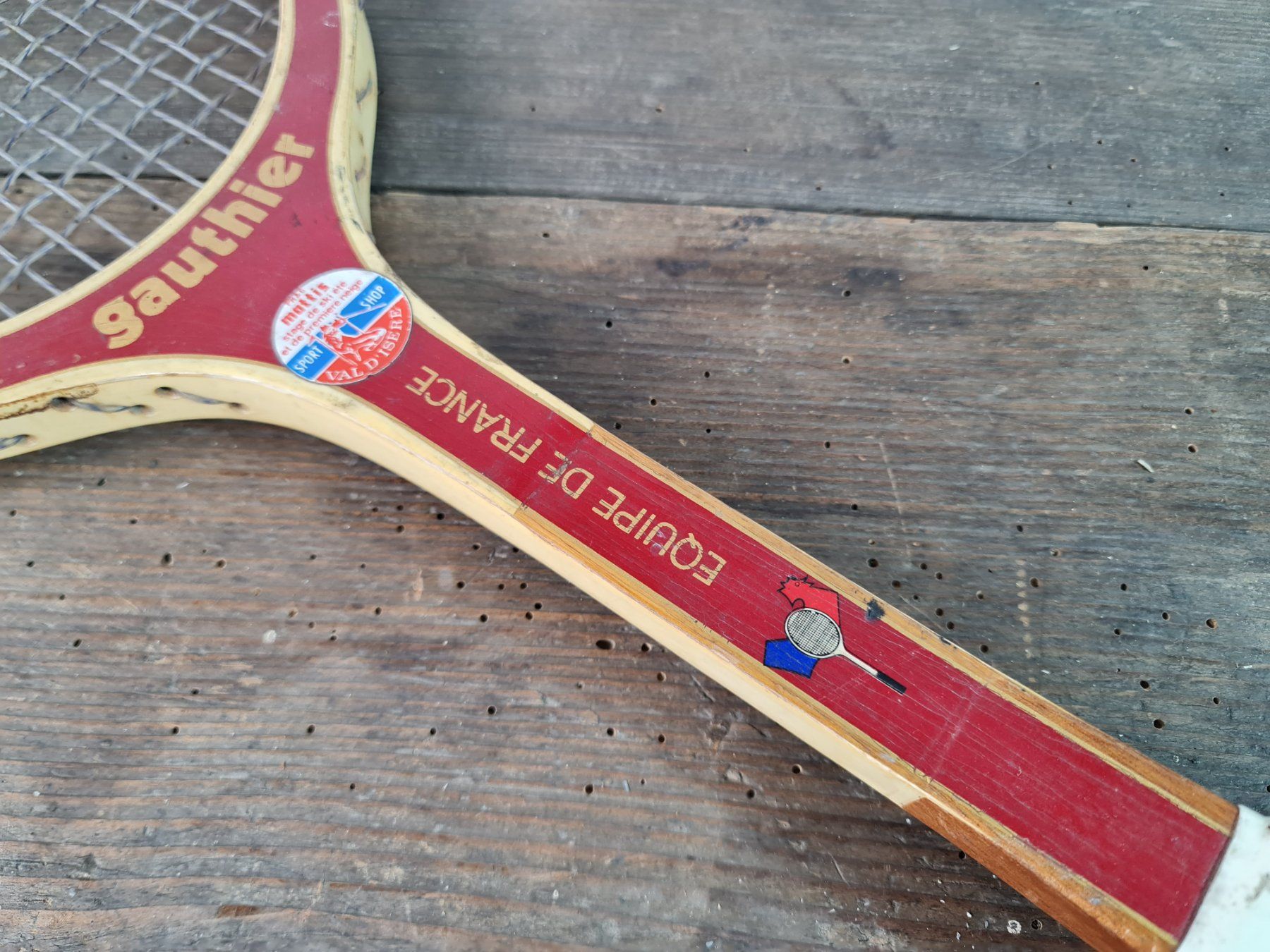 Lot de Raquettes anciennes de Tennis en Bois Equipe de France Gauthier